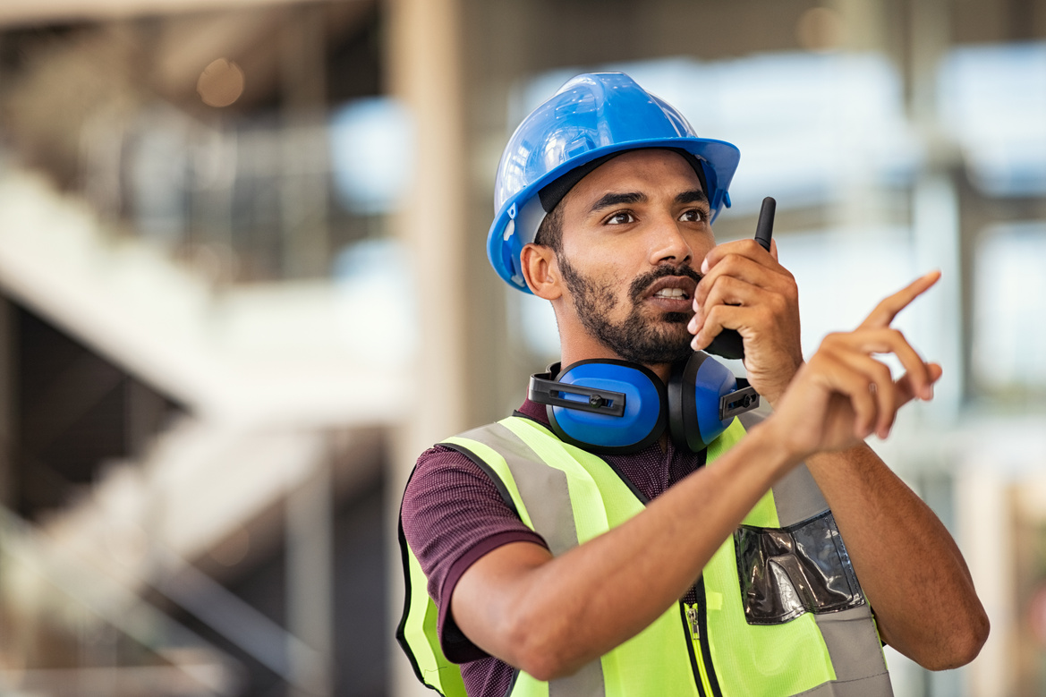 Construction Worker With Walkie-talkie